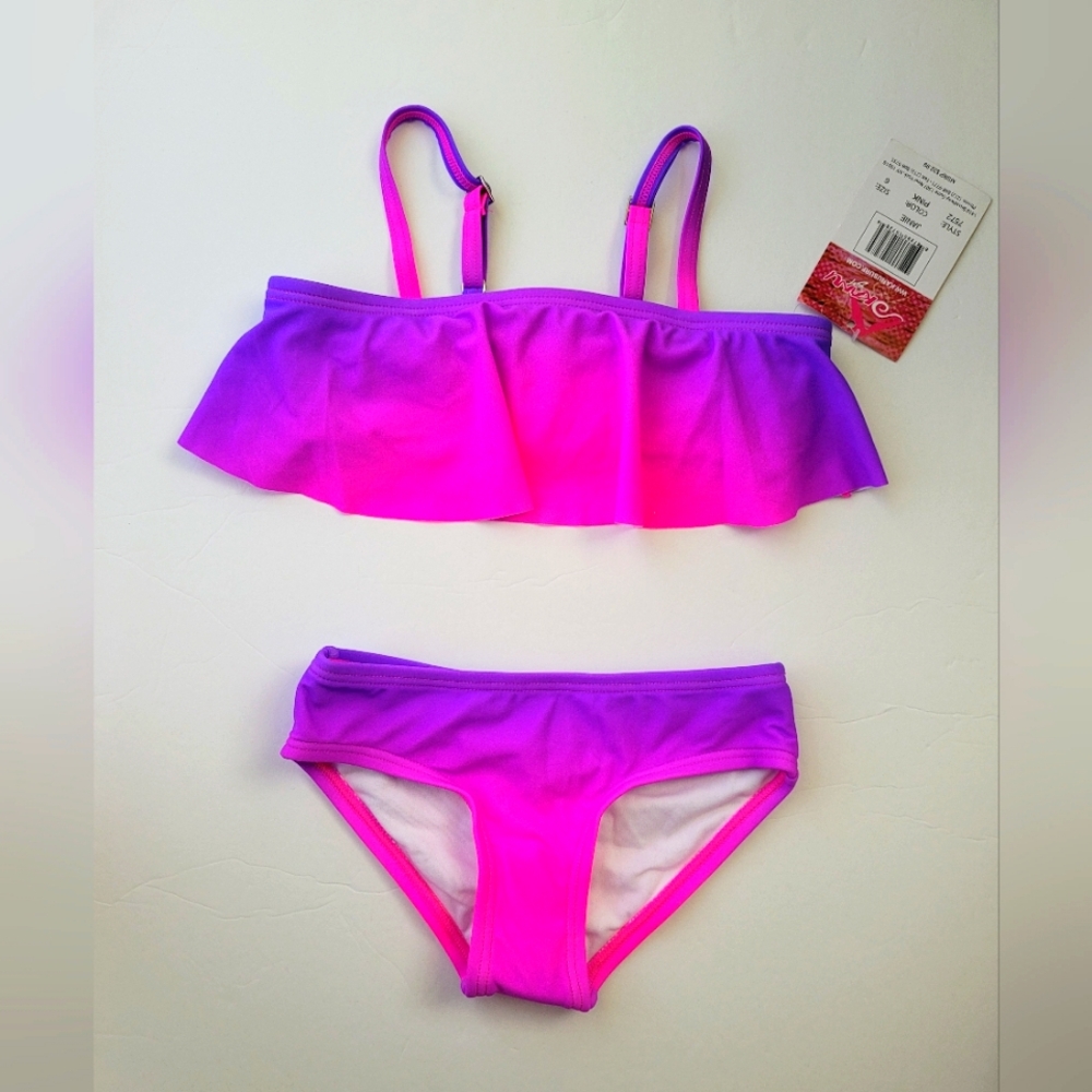 Kanu Surf Girls 2 Piece Swimsuit Pink/Purple Size 6